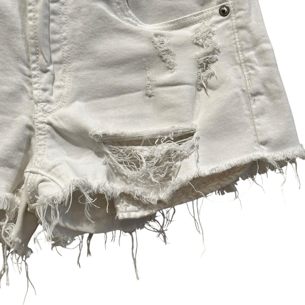 American Eagle Super Stretch  Hi Rise Shortie Distressed White Shorts Size 2 - Picture 3 of 10